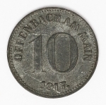 Numismática - Magnífica peça proveniente de coleção adquirida na Alemanha, fruto de anos de garimpo. Oportunidade - Notgeld.
10 Pfennig - 1917 - Offenbarn