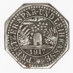 Numismática - Magnífica peça proveniente de coleção adquirida na Alemanha, fruto de anos de garimpo. Oportunidade - Notgeld.
10 Pfennig - 1917 - Preetzer