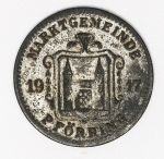 Numismática - Magnífica peça proveniente de coleção adquirida na Alemanha, fruto de anos de garimpo. Oportunidade - Notgeld.
10 Pfennig - 1917 - Pforring - Válida até um ano após o fim da guerra - Mercado da Cidade