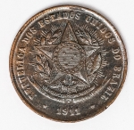 Numismática Brasil - 20 Réis `Vintem poupado, vintem ganho` - Proveniente de coleção.
1911