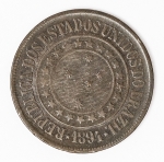 Numismática Brasil - 40 Réis em bronze - `A economia faz a prosperidade` 
1894