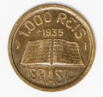 Numismática Brasil - 1000 Réis - 1935 - Módulo maior