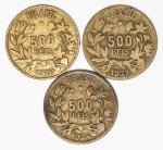 Numismática Brasil - 500 Réis - 1924, 27 e 28.