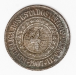 Numismática Brasil - 40 Réis - 1907 com carimbo do divino
