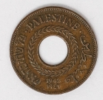 Numismática Palestina - 5 Mils - 1942