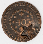 Numismática Brasil - Lindo 40 Réis, 182... - Com carimbo Ceará (Acreditamos Bahia)
