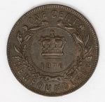 Numismática New Foundland, 1876 - 1 Cent