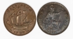 Numismática Inglaterra - 2 moedas de 1/2 Penny - 1926 e 1950 - Perfeitas
