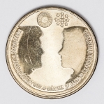 Numismática Holanda - 10 Euros, 2002 - Beatrix - Casamento real KM 243 - Prata 925 - 17,8g e 33m