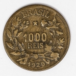 Numismática Brasil - 1000 Réis - 1929 - Bronze, alumínio - Rara