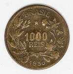 Numismática Brasil - 1000 Réis - 1930 - Bronze, alumínio