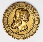 Medalha Brasil Império - Exposição provincial de Pernambuco - 1866 - Estrela, com carimbo nula - Luster F dourada - 37mm e 24g
