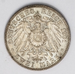 Numismática Alemanha - 2 Marcos - 1901, magnífica - KM 525 - Prata 900 - 11,11g