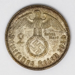 Numismática Alemanha - 2 Marcos - 1936 - Letra D - Bela cotação - Coleção J. Vinicius