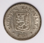 Numismática Finlândia - 200 Markkaa - 1957 - KM 42 - Prata