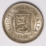 Numismática Finlândia - 100 Markkaa - 1957 - KM 42 - Prata