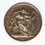Numismática Portugal - 1 Escudo - 1924 - KM 576, prata