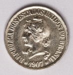 Numismática Brasil - 500 Réis - 1907, prata
