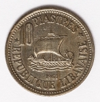 Numismática Líbano - 10 Piastres - 1961