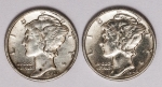 Numismática USA - 2 peças - Dime - Mercury, prata