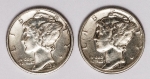 Numismática USA - 2 peças - Dime Mercury - Prata