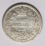Numismática Inglaterra - One Shilling, 1846 - KM 734 - Prata 925 - 5,66g