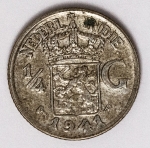 Numismática Índia Holandesa - 1/4 G Florin - 1941, prata - KM 319