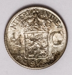 Numismática Índia Holandesa - 1/4 G Florin - 1945 - KM 319 - Prata
