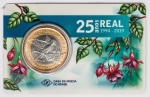 Numismática Brasil - Cartela da Casa da Moeda - 1 Real 2019 - 25 Anos do Real