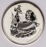 Numismática Onça de Prata - A Dama e o Vagabundo - Disney - Niue - Two Dollars - 2022