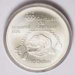 Numismática Canadá - 10 Dollars, 1975 - Olimpíadas - Prata 925 - 48,6g