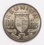 Numismática Ilhas Reunião - 100 Francos 1964 - KM 13