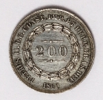Numismática Brasil - 200 Réis - 3º Sistema - 2º Tipo, prata
1860