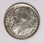 Numismática Brasil - 200 Réis, cabecinha - 1867