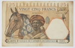 Numismática - 25 Francos - 1942 - Banco da África Ocidental Francesa - Linda Cédula