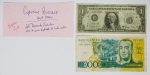 Numismática Brasil - 2 Cédulas das Pipocas Recreio - Rio de Janeiro - Pertenceram à coleção J. Vinicius. Acompanha anotação do próprio.
