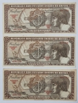 Numismática Brasil - 3 Cédulas de 5 Cruzeiros - Índio - Séries diferentes