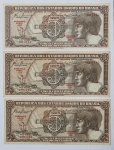 Numismática Brasil - 3 Cédulas de 5 Cruzeiros - Índio - Séries diferentes