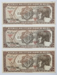 Numismática Brasil - 3 Cédulas de 5 Cruzeiros - Índio - Séries diferentes