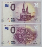 Numismática Alemanha - 2 cédulas de 0 Euro - Catedral de Colônia