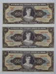 Numismática Brasil - 3 cédulas de 5 Centavos C15 com erro `Minstro` - Seriadas