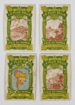 Filatelia Brasil - 4 Cinderelas já centenárias, históricas do 1º centenário da Independência, Lindas.
33x50mm - Rio de Janeiro, 1922