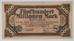 Numismática Alemanha - Cédula do Pós Guerra e Inflacionário. Fez parte de importante coleção europeia.
Vale ressaltar que será apregoada individualmente. Não catalogamos as peças mas aconselhamos para maiores informações Deutsches Notgeld de Anton Geiger, 1918-21 e 1914-15 de Hans Jurg
Grande oportunidade para possibilidade de peças inéditas, raras e belas. Aconselhamos análise apurada!!
500 Milhões de Marcos - 1923 