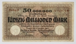 Numismática Alemanha - Cédula do Pós Guerra e Inflacionário. Fez parte de importante coleção europeia.
Vale ressaltar que será apregoada individualmente. Não catalogamos as peças mas aconselhamos para maiores informações Deutsches Notgeld de Anton Geiger, 1918-21 e 1914-15 de Hans Jurg
Grande oportunidade para possibilidade de peças inéditas, raras e belas. Aconselhamos análise apurada!!
50 Milhões de Marcos - 1923  - Dresden 