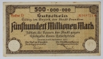 Numismática Alemanha - Cédula do Pós Guerra e Inflacionário. Fez parte de importante coleção europeia.
Vale ressaltar que será apregoada individualmente. Não catalogamos as peças mas aconselhamos para maiores informações Deutsches Notgeld de Anton Geiger, 1918-21 e 1914-15 de Hans Jurg
Grande oportunidade para possibilidade de peças inéditas, raras e belas. Aconselhamos análise apurada!!
500.000.000 Milhões de Marcos - Dresden - 1923 com belo selo sêco.