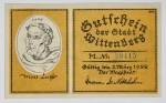 Numismática Alemanha - Cédula do Pós Guerra e Inflacionário. Fez parte de importante coleção europeia.
Vale ressaltar que será apregoada individualmente. Não catalogamos as peças mas aconselhamos para maiores informações Deutsches Notgeld de Anton Geiger, 1918-21 e 1914-15 de Hans Jurg
Grande oportunidade para possibilidade de peças inéditas, raras e belas. Aconselhamos análise apurada!!
Wittenberg - 1922 - Histórica