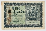 Numismática Alemanha - Cédula do Pós Guerra e Inflacionário. Fez parte de importante coleção europeia.
Vale ressaltar que será apregoada individualmente. Não catalogamos as peças mas aconselhamos para maiores informações Deutsches Notgeld de Anton Geiger, 1918-21 e 1914-15 de Hans Jurg
Grande oportunidade para possibilidade de peças inéditas, raras e belas. Aconselhamos análise apurada!!
1 Bilhão de Marcos - Düsseldorf, Rheinprovinz - Rara