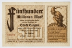 Numismática Alemanha - Cédula do Pós Guerra e Inflacionário. Fez parte de importante coleção europeia.
Vale ressaltar que será apregoada individualmente. Não catalogamos as peças mas aconselhamos para maiores informações Deutsches Notgeld de Anton Geiger, 1918-21 e 1914-15 de Hans Jurg
Grande oportunidade para possibilidade de peças inéditas, raras e belas. Aconselhamos análise apurada!!
500 Milhões de Marcos - Glogow - 1923