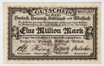 Numismática Alemanha - Cédula do Pós Guerra e Inflacionário. Fez parte de importante coleção europeia.
Vale ressaltar que será apregoada individualmente. Não catalogamos as peças mas aconselhamos para maiores informações Deutsches Notgeld de Anton Geiger, 1918-21 e 1914-15 de Hans Jurg
Grande oportunidade para possibilidade de peças inéditas, raras e belas. Aconselhamos análise apurada!!
1.000.000 Marcos - Rara peça de 4 cidades: Haslach, Hausach, Schiltach e Wolfach - Numerada a mão