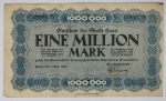 Numismática Alemanha - Cédula do Pós Guerra e Inflacionário. Fez parte de importante coleção europeia.
Vale ressaltar que será apregoada individualmente. Não catalogamos as peças mas aconselhamos para maiores informações Deutsches Notgeld de Anton Geiger, 1918-21 e 1914-15 de Hans Jurg
Grande oportunidade para possibilidade de peças inéditas, raras e belas. Aconselhamos análise apurada!!
1 Milhão de Marcos, 1923 - Haan - Rara cidade com 29.000 habitantes atualmente 